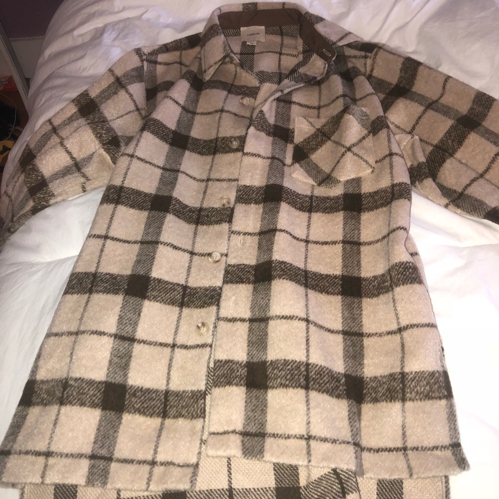 Flannel trench coat